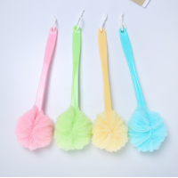 Plastic Bath Brush Back Scrubber Mesh Sponge Bath Brush with Long Handle