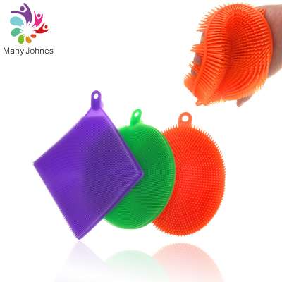 Multi Function 3 Pack Silicone Dish Brush Scrubber For Kitchen