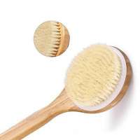 Supplier Personalized Natural Boar Bristle Soft Back Body Brush Long Handle Bulk Wood Bath Brush