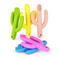 Fda Food Grade Silicone  Cactus Baby Teether Gender Neutral Chew Necklace Oral Sensory Baby Toothbrush for Kids